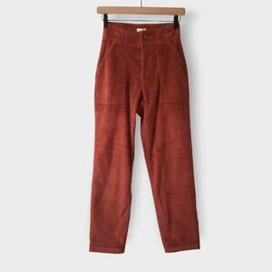 Pact Womens Organic Cotton Corduroy Tapered Peg Pants Stretch Rust Orange Sz XS
